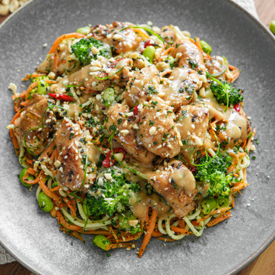 Satay Chicken with Sweet Potato and Ramen Noodles