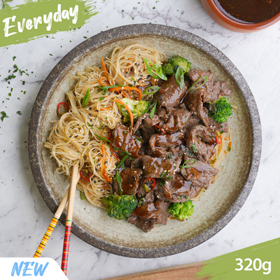 Mongolian Beef Stir Fry with Rice Noodles